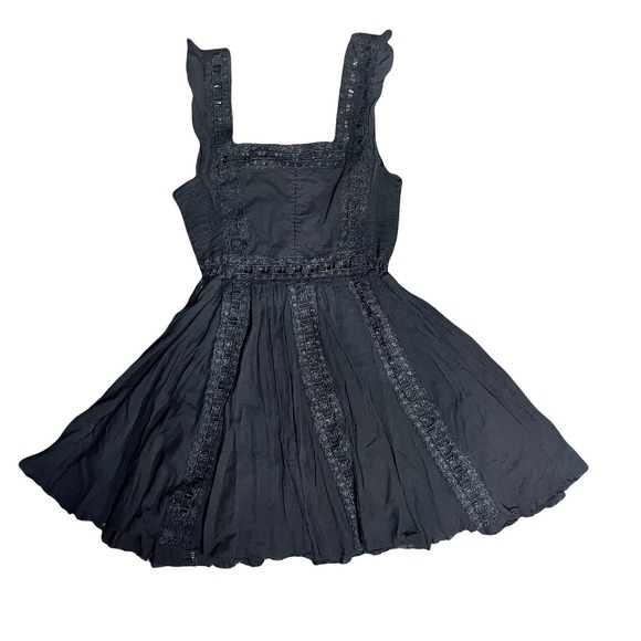 Free People Dresses & Skirts - Black Mini Dress Lace Detail Sleeveless Summer Sundress‎ S/P
